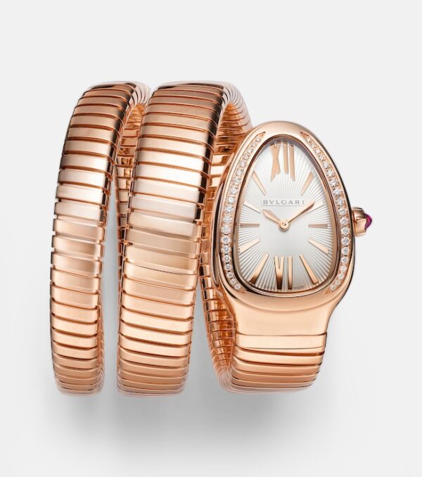 Serpenti Tubogas 35mm rose gold watch with diamonds and quartz