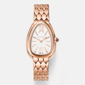 Serpenti Seduttori 33mm rose gold watch with rubellite and quartz
