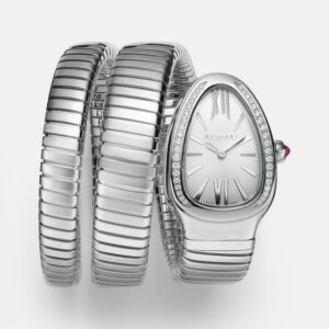 Serpenti Tubogas 35mm stainless steel watch with diamonds