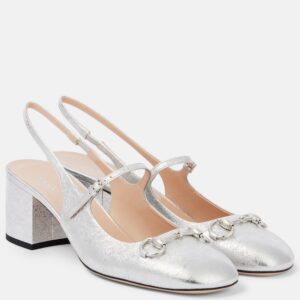 Horsebit leather slingback pumps