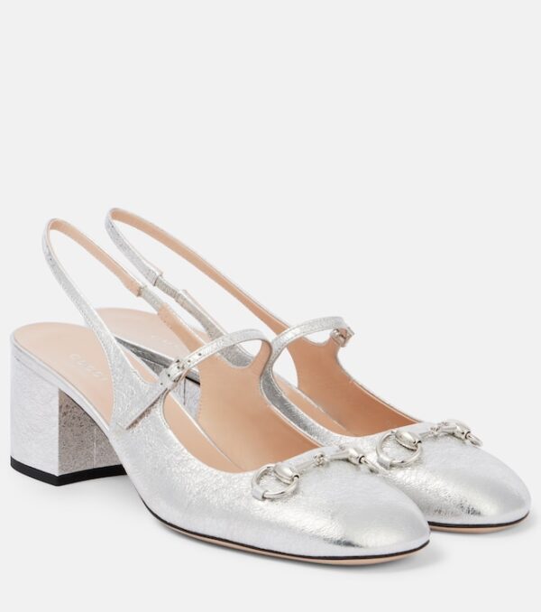 Horsebit leather slingback pumps