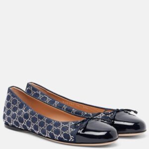 GG embellished denim ballet flats